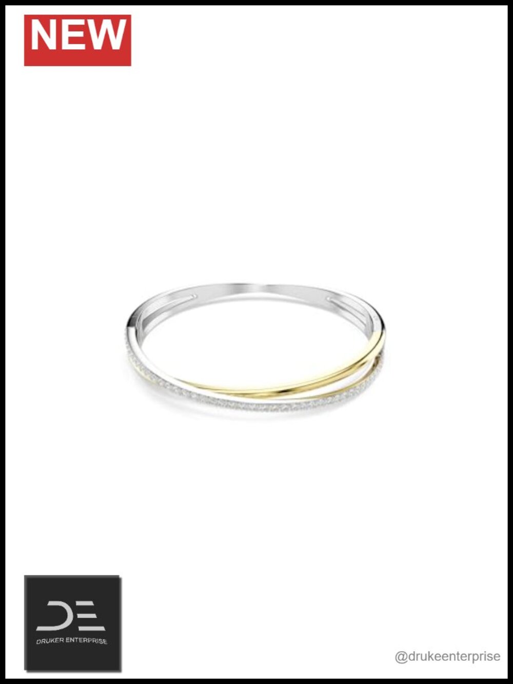 Swarovski Hyperbola Twisted Bangle, Round Cut, Mixed Metal